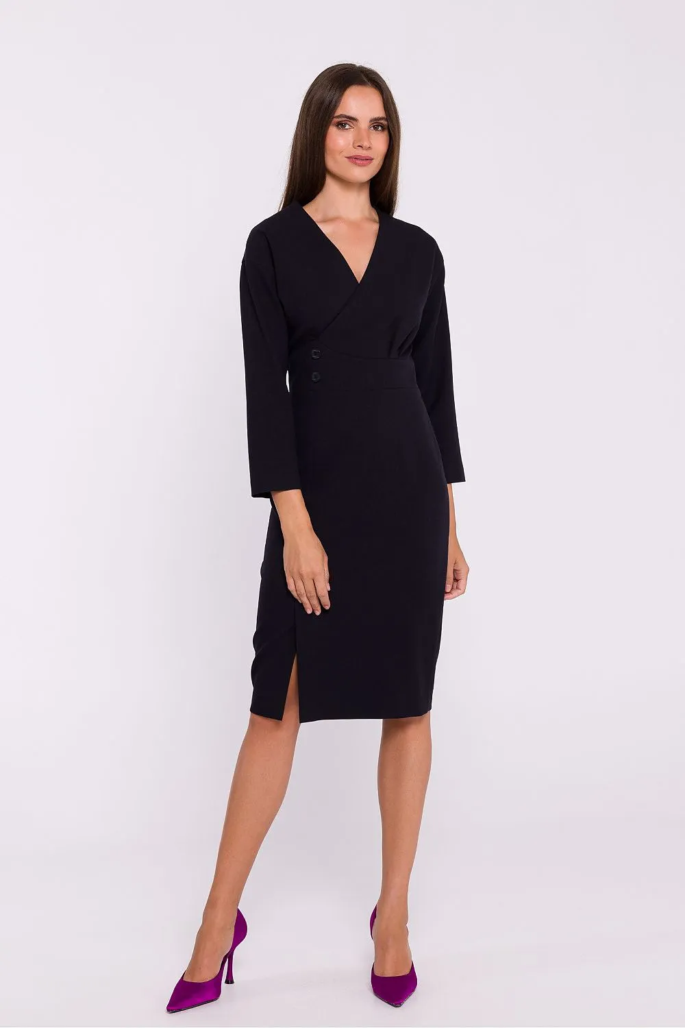 Embroidered High-Waist Elegance Pencil Dress