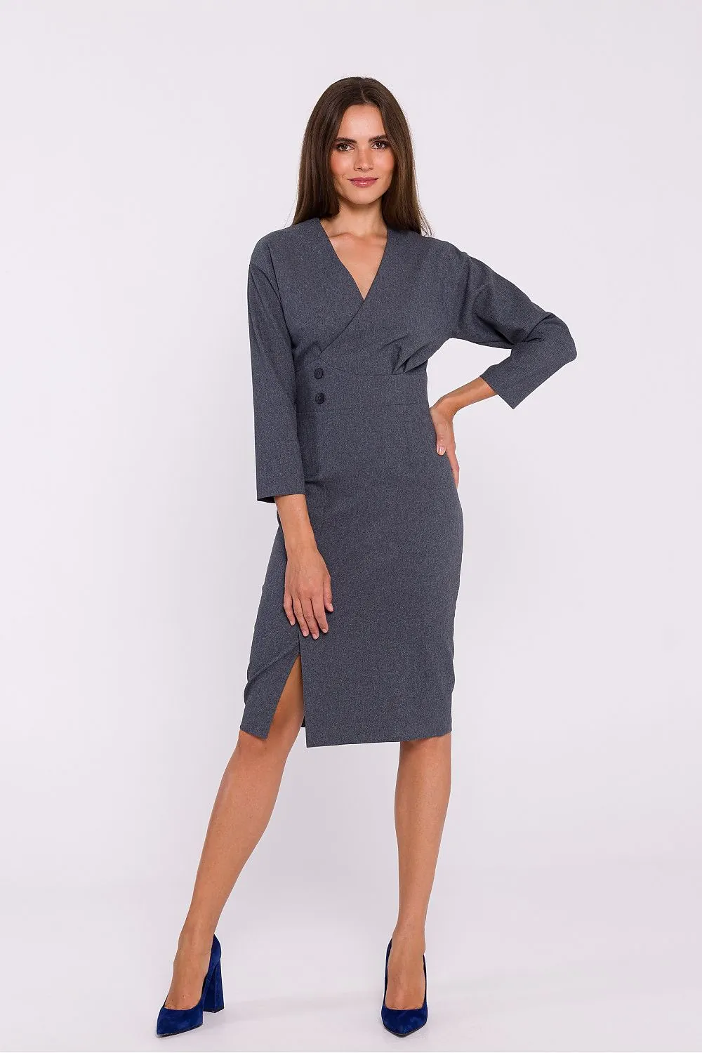 Embroidered High-Waist Elegance Pencil Dress