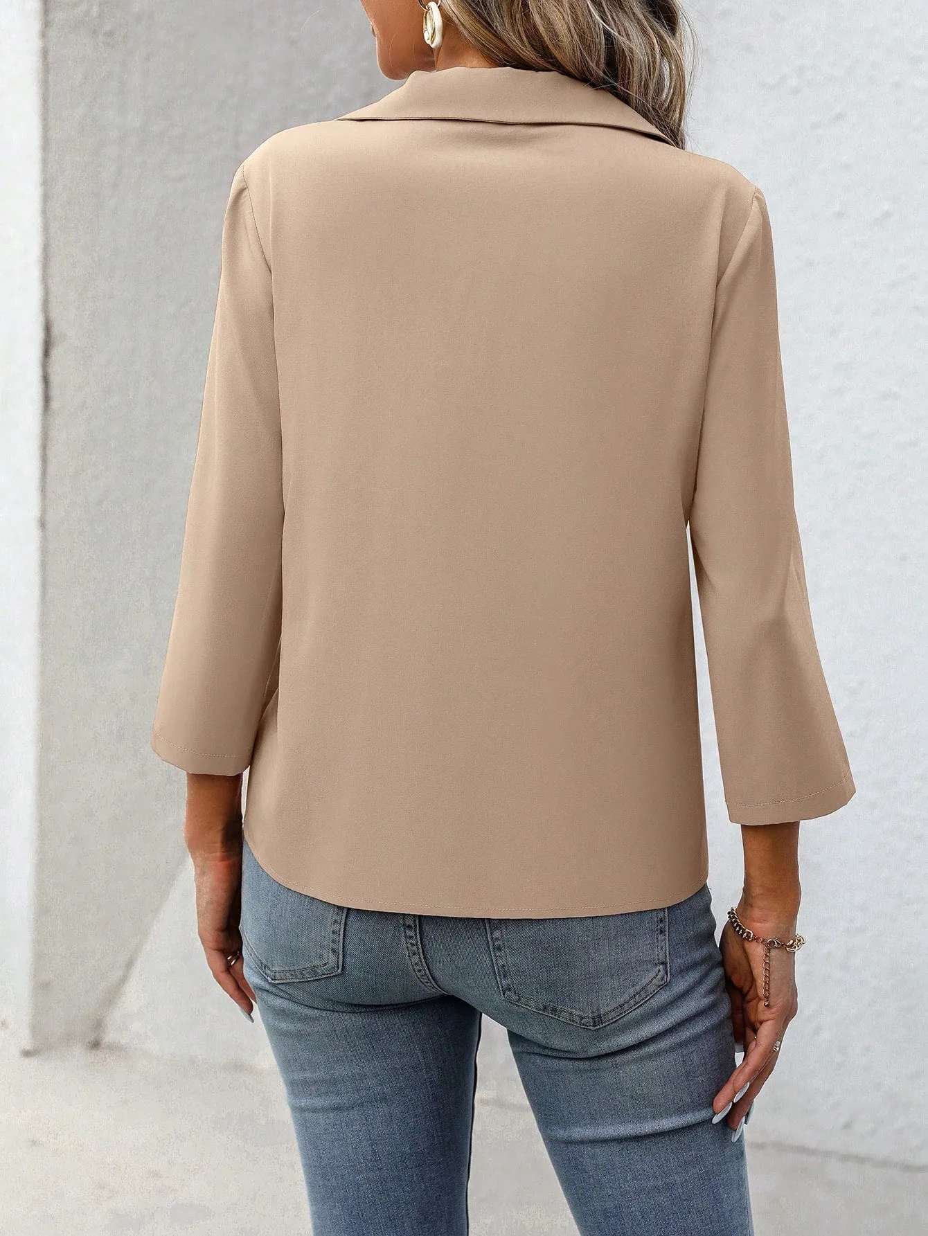 Essnce Solid Color Long Sleeve Blouse