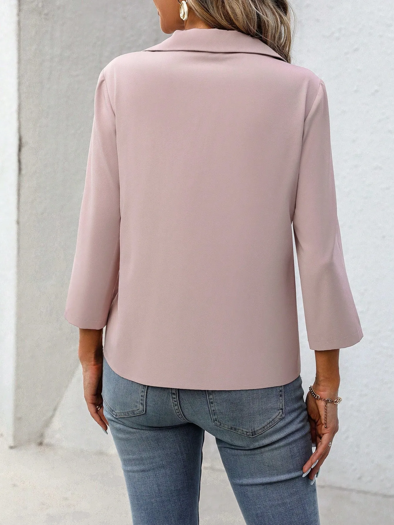 Essnce Solid Color Long Sleeve Blouse