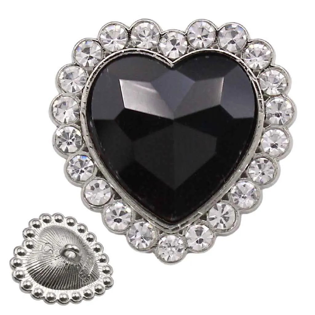 Exquisite Heart-Shaped  Crystal Rhinestone Metal Sewing Buttons 20pcs