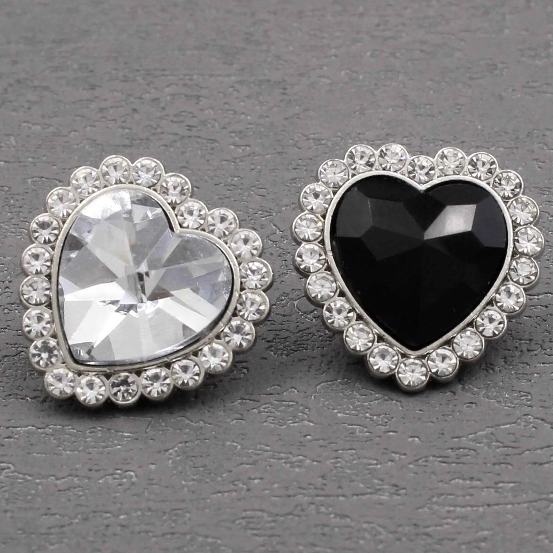 Exquisite Heart-Shaped  Crystal Rhinestone Metal Sewing Buttons 20pcs