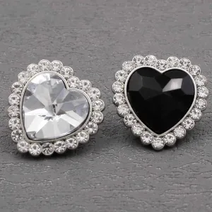 Exquisite Heart-Shaped  Crystal Rhinestone Metal Sewing Buttons 20pcs