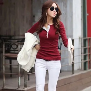 Fashion Women Long Sleeve White Blouses Button Cotton Shirts Casual Slim Bodycon Tops Sweater Blouse
