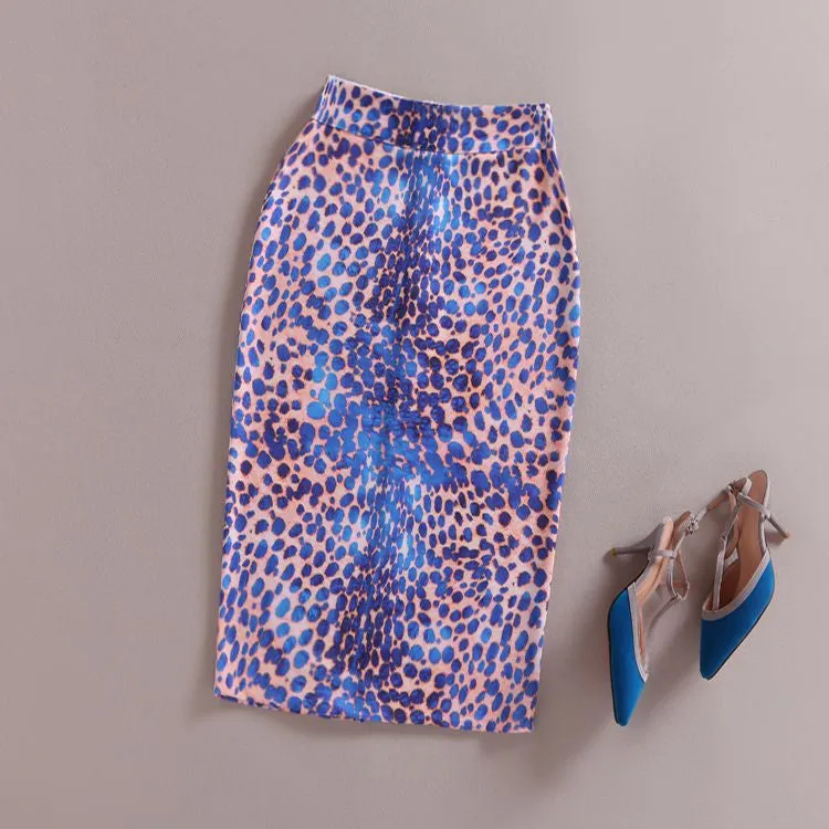 Fashion Women Print Office Skirt Spring Summer Knee-Length Pencil Back Split Skirts High Quality Faldas Saia Midi Femme