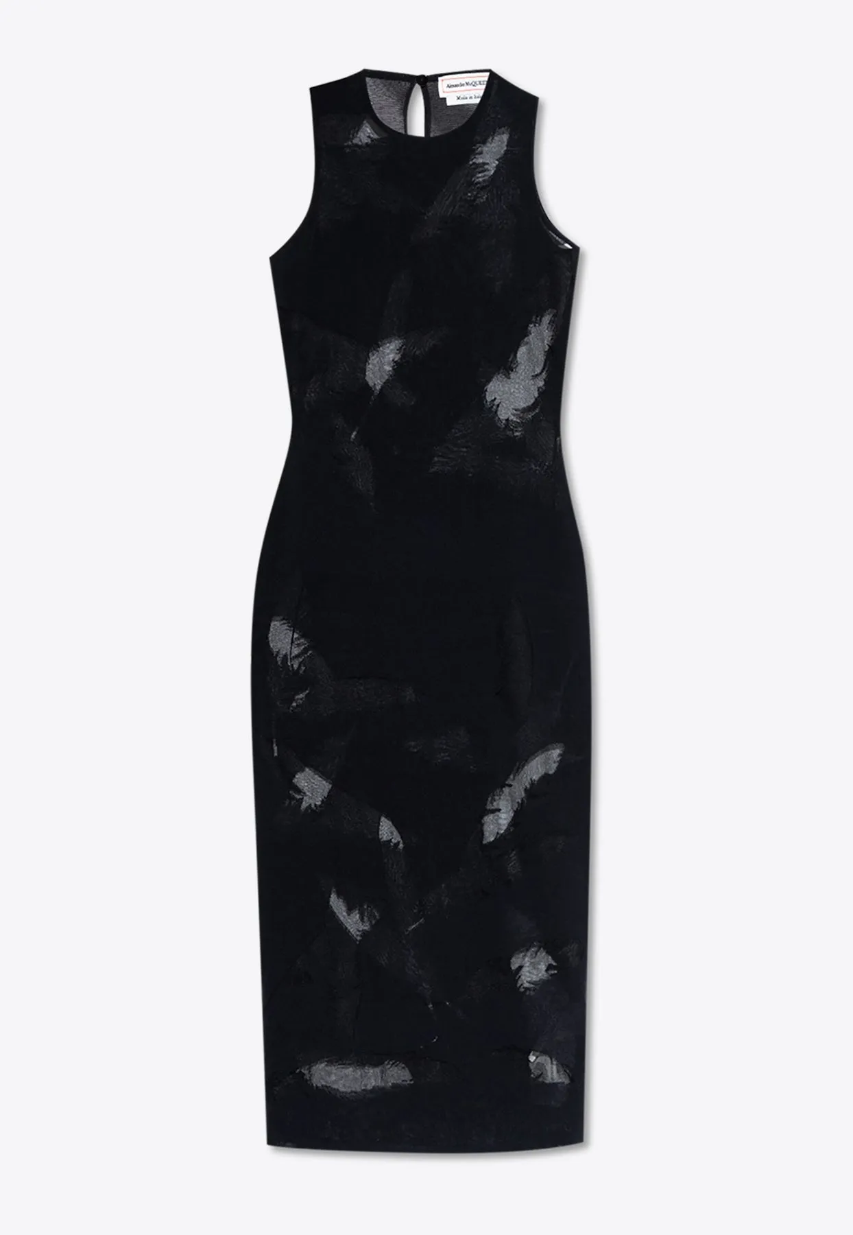 Feather Intarsia Midi Pencil Dress