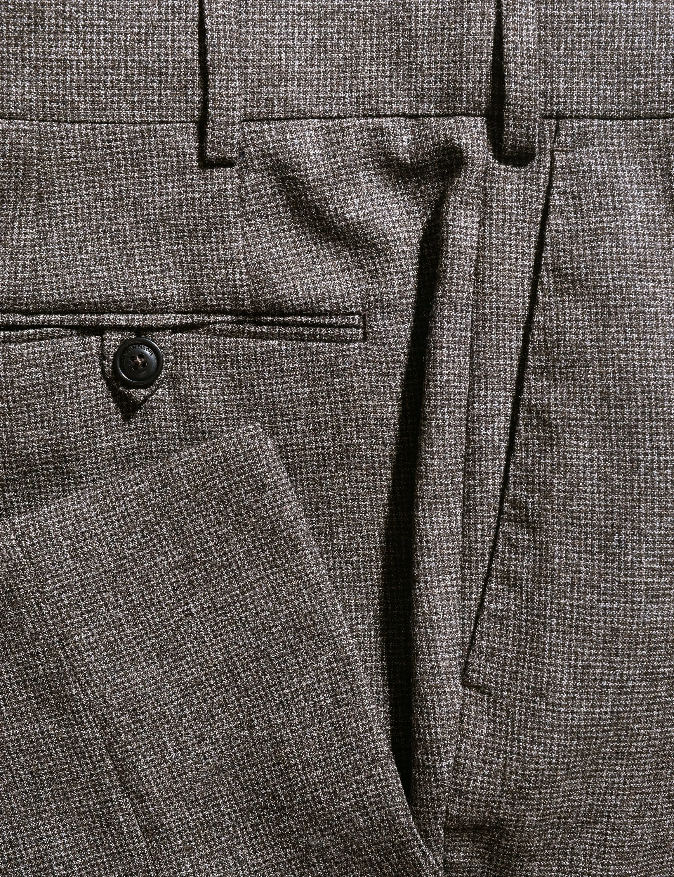FINAL SALE: BKT50 Tailored Trousers in Super 130s Houndstooth Flannel - Smoke