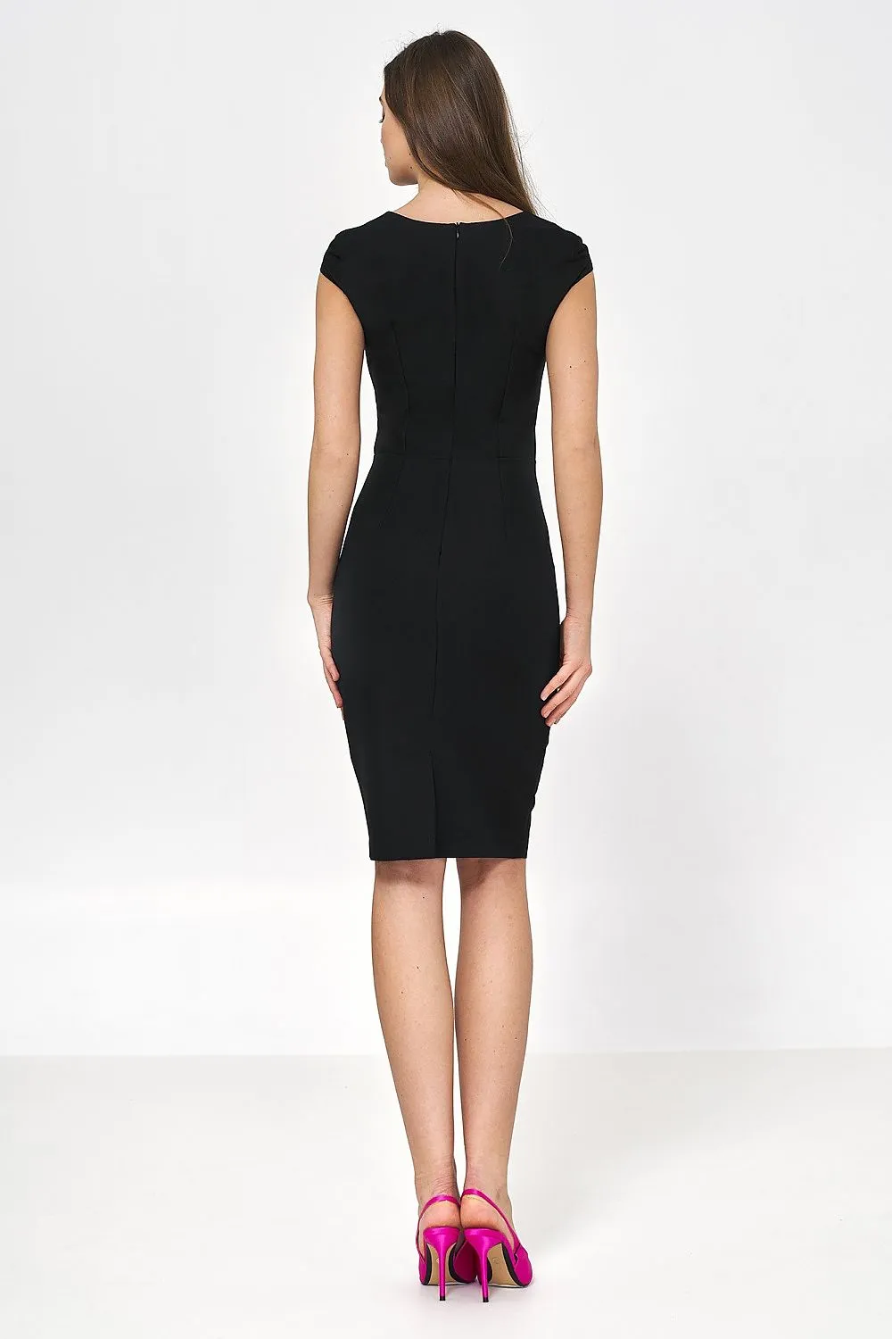 Fitted Pencil Dress with Back Opening