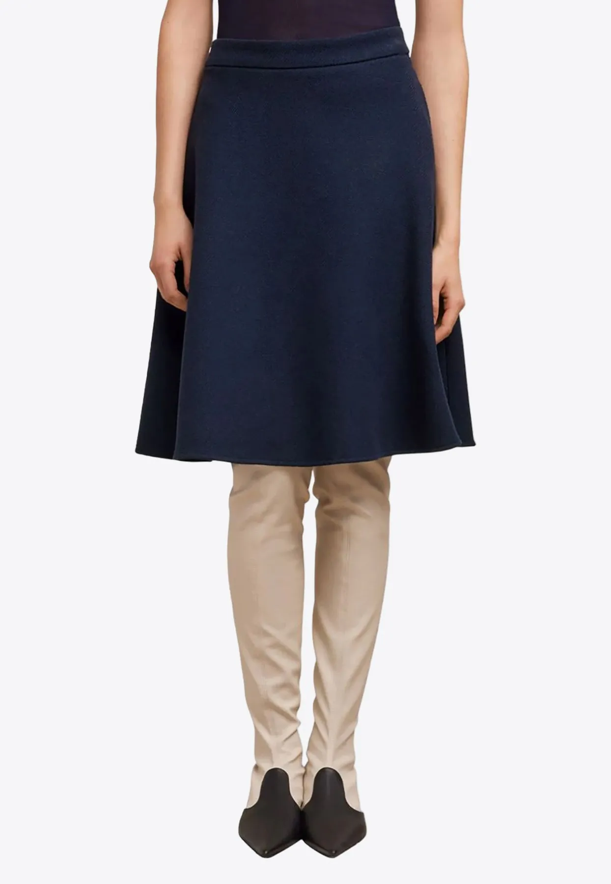 Flared Knitted Wool Skirt