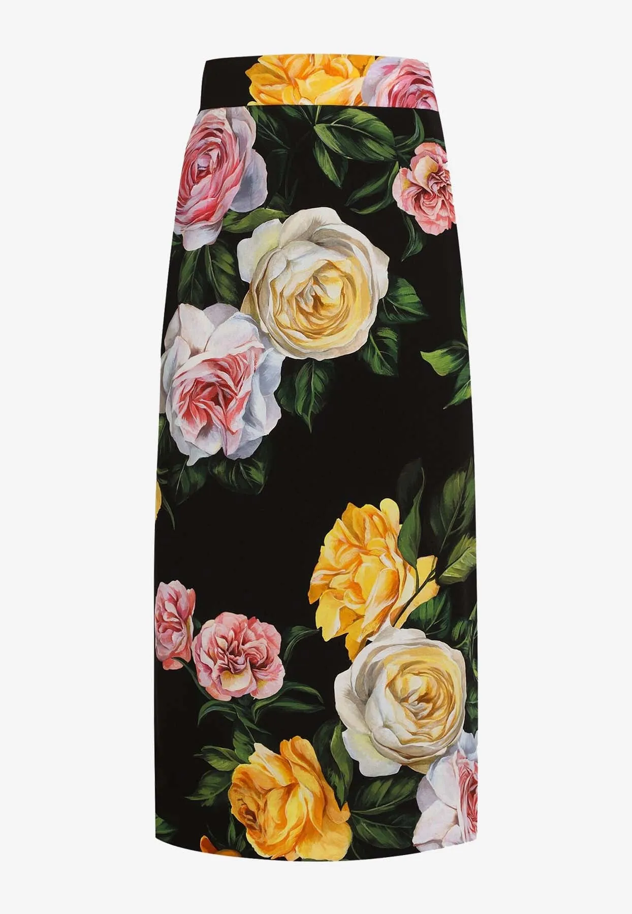 Floral Charmeuse Midi Pencil Skirt