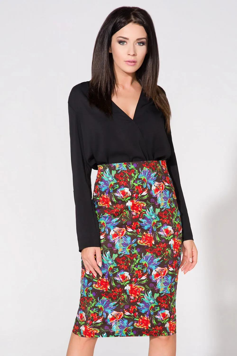 Floral Luxe Pencil Skirt with Slit