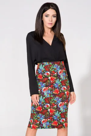 Floral Luxe Pencil Skirt with Slit
