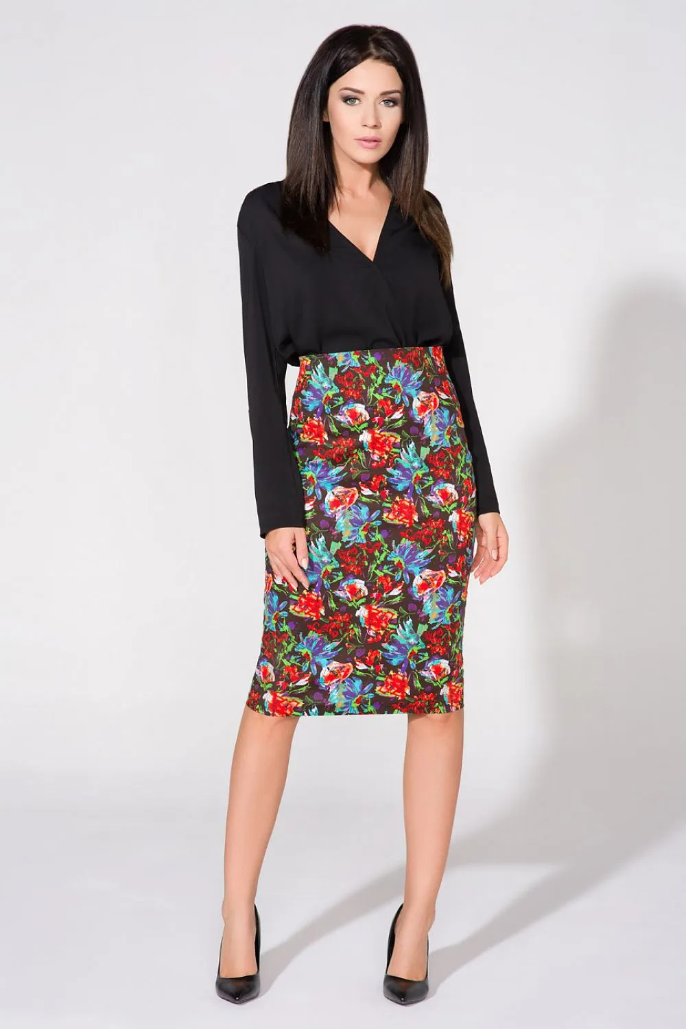 Floral Luxe Pencil Skirt with Slit