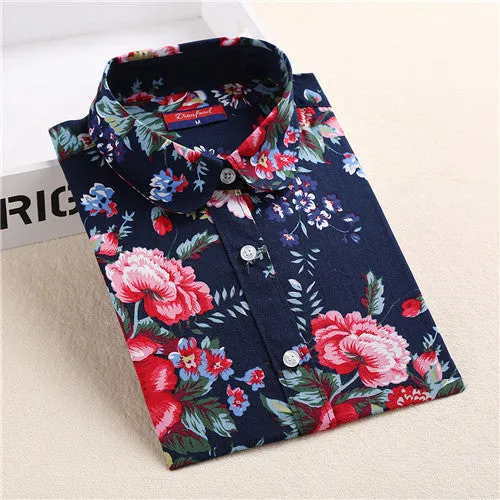 Floral Shirts Women Blouses Blouse Cotton Long Sleeve Shirt Women Tops And Blouses Fashion 5XL