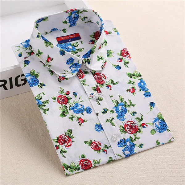 Floral Shirts Women Blouses Blouse Cotton Long Sleeve Shirt Women Tops And Blouses Fashion 5XL