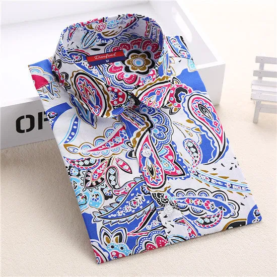 Floral Shirts Women Blouses Blouse Cotton Long Sleeve Shirt Women Tops And Blouses Fashion 5XL
