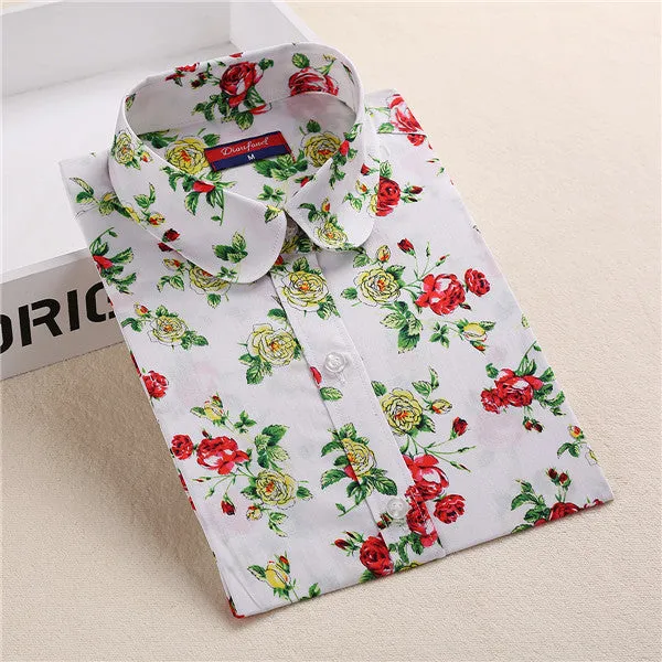 Floral Shirts Women Blouses Blouse Cotton Long Sleeve Shirt Women Tops And Blouses Fashion 5XL
