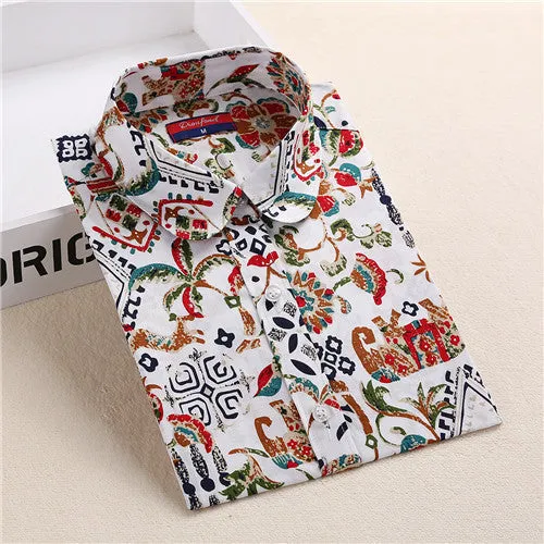 Floral Shirts Women Blouses Blouse Cotton Long Sleeve Shirt Women Tops And Blouses Fashion 5XL