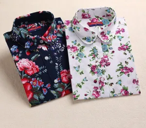 Floral Shirts Women Blouses Blouse Cotton Long Sleeve Shirt Women Tops And Blouses Fashion 5XL