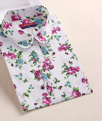 Floral Shirts Women Blouses Blouse Cotton Long Sleeve Shirt Women Tops And Blouses Fashion 5XL