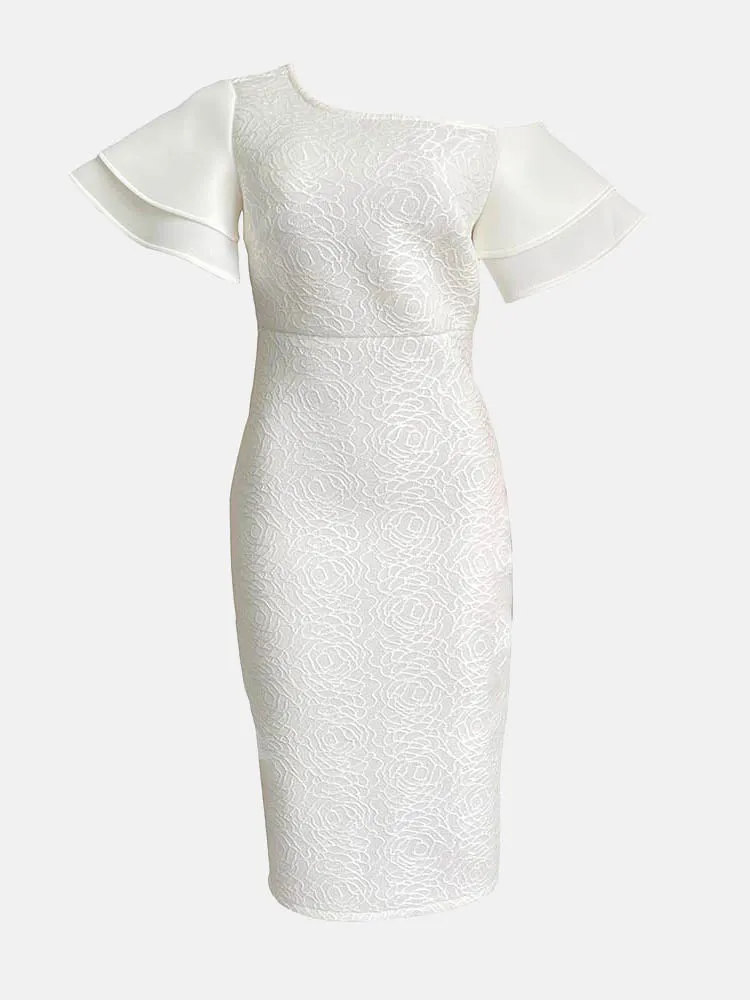 Flounce Oblique Collar Pencil Dresses