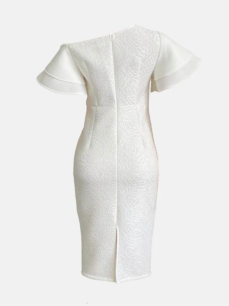 Flounce Oblique Collar Pencil Dresses