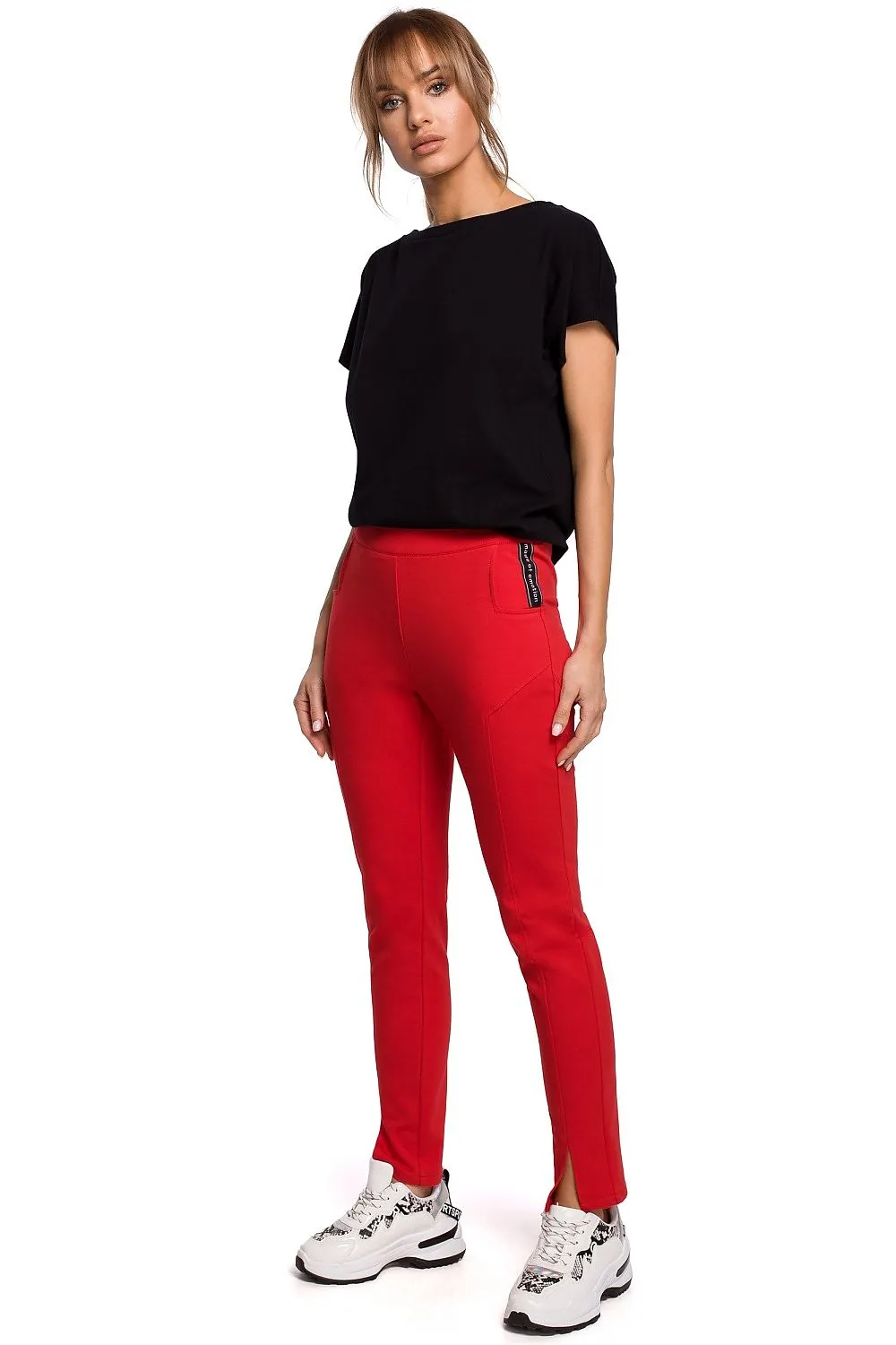 Front Slit Straight-Leg Trousers