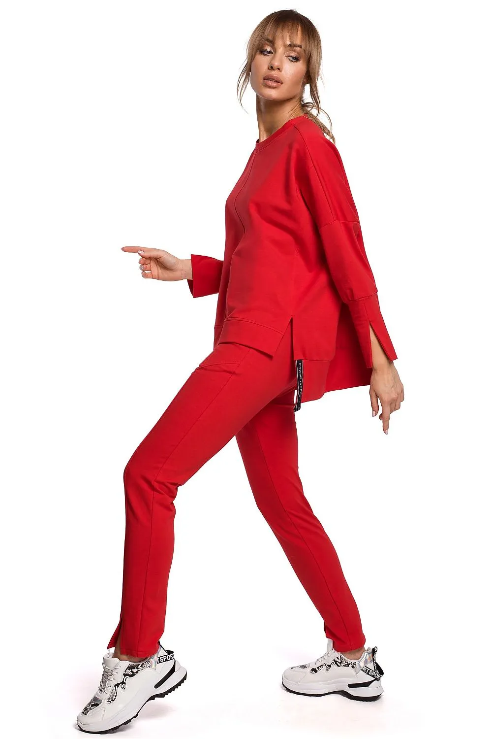 Front Slit Straight-Leg Trousers