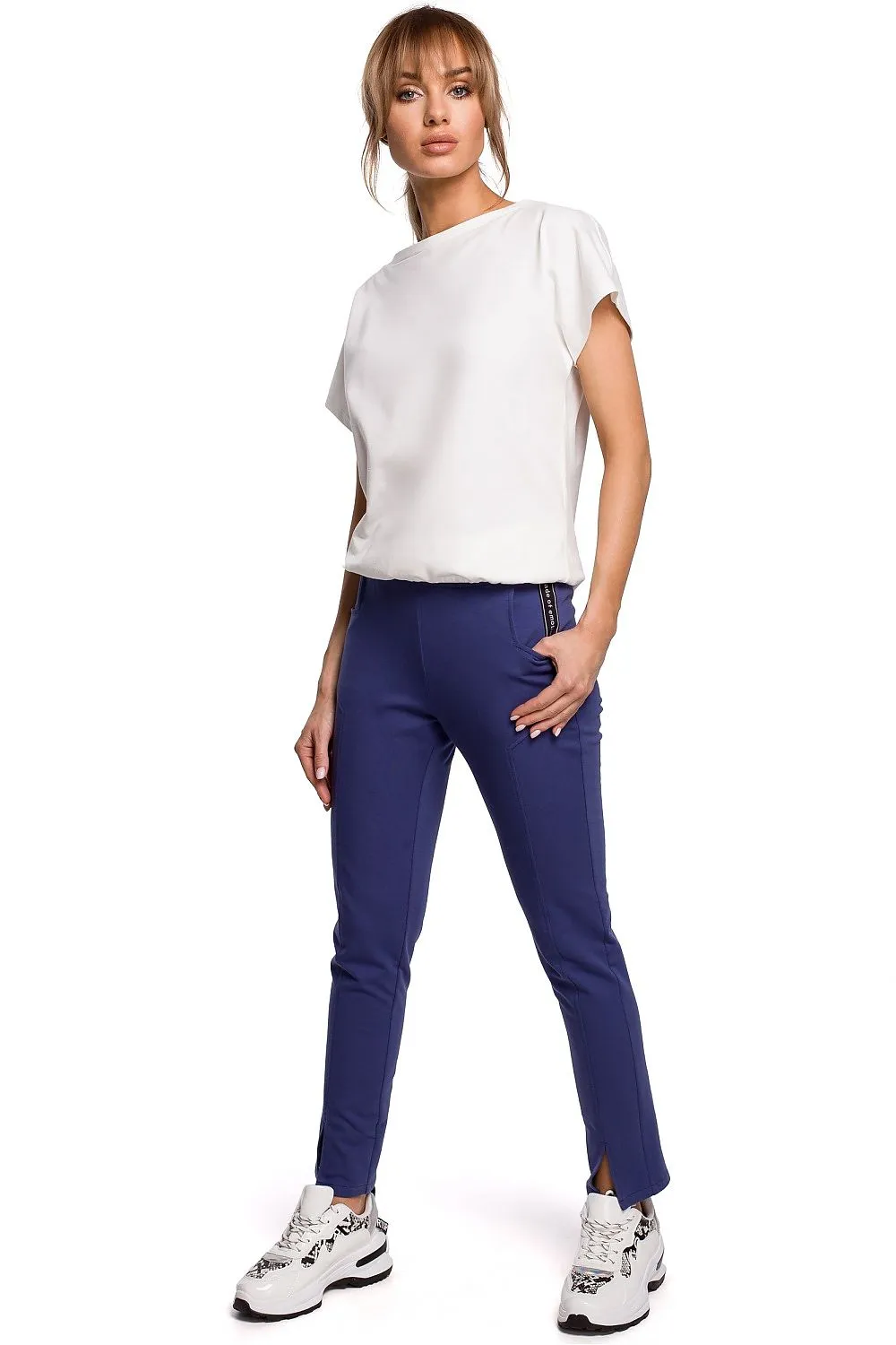 Front Slit Straight-Leg Trousers
