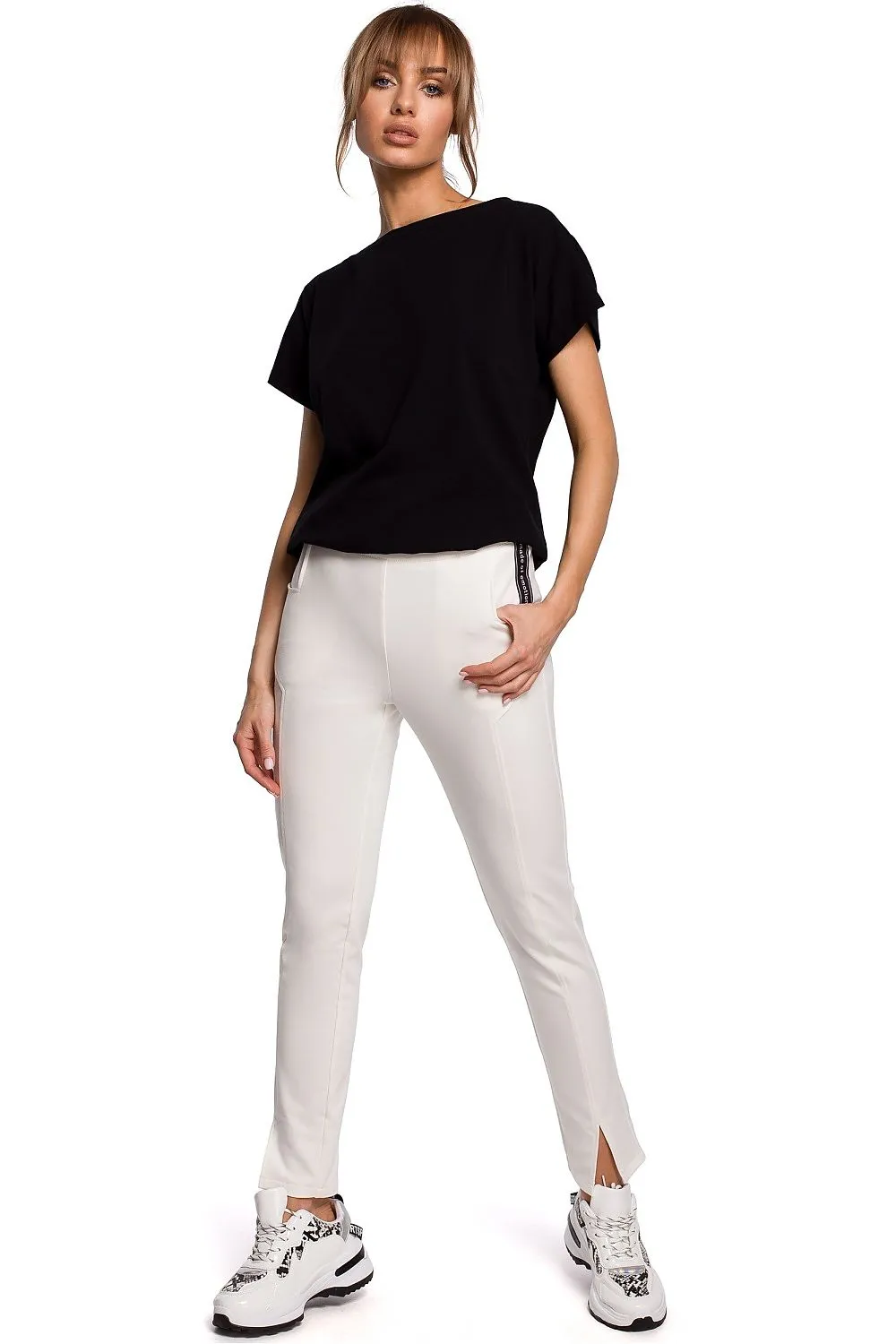 Front Slit Straight-Leg Trousers