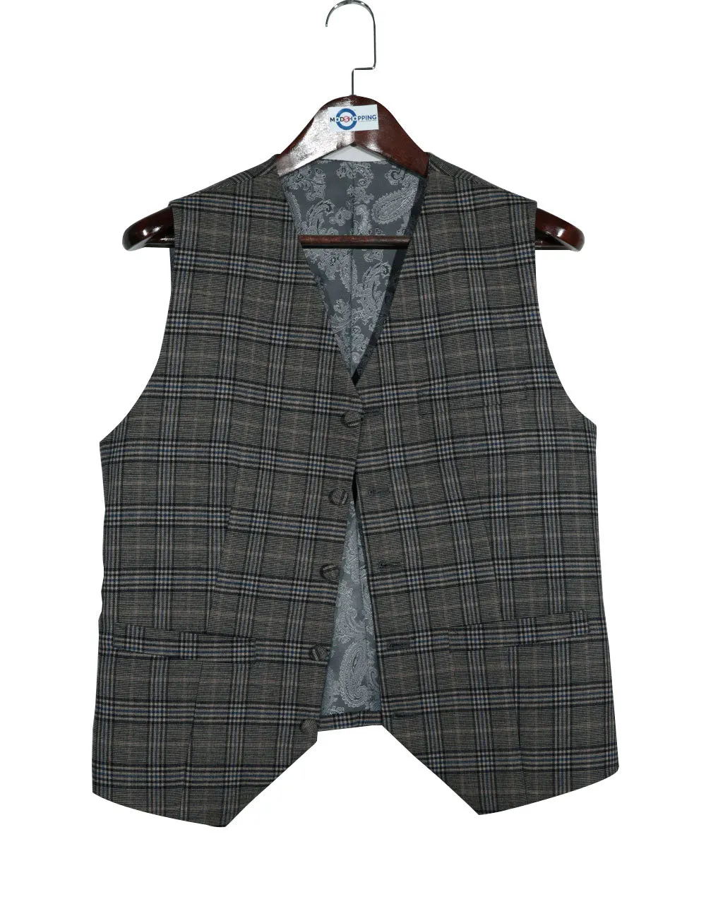 Grey Prince of Wales Check 3 Piece Suit