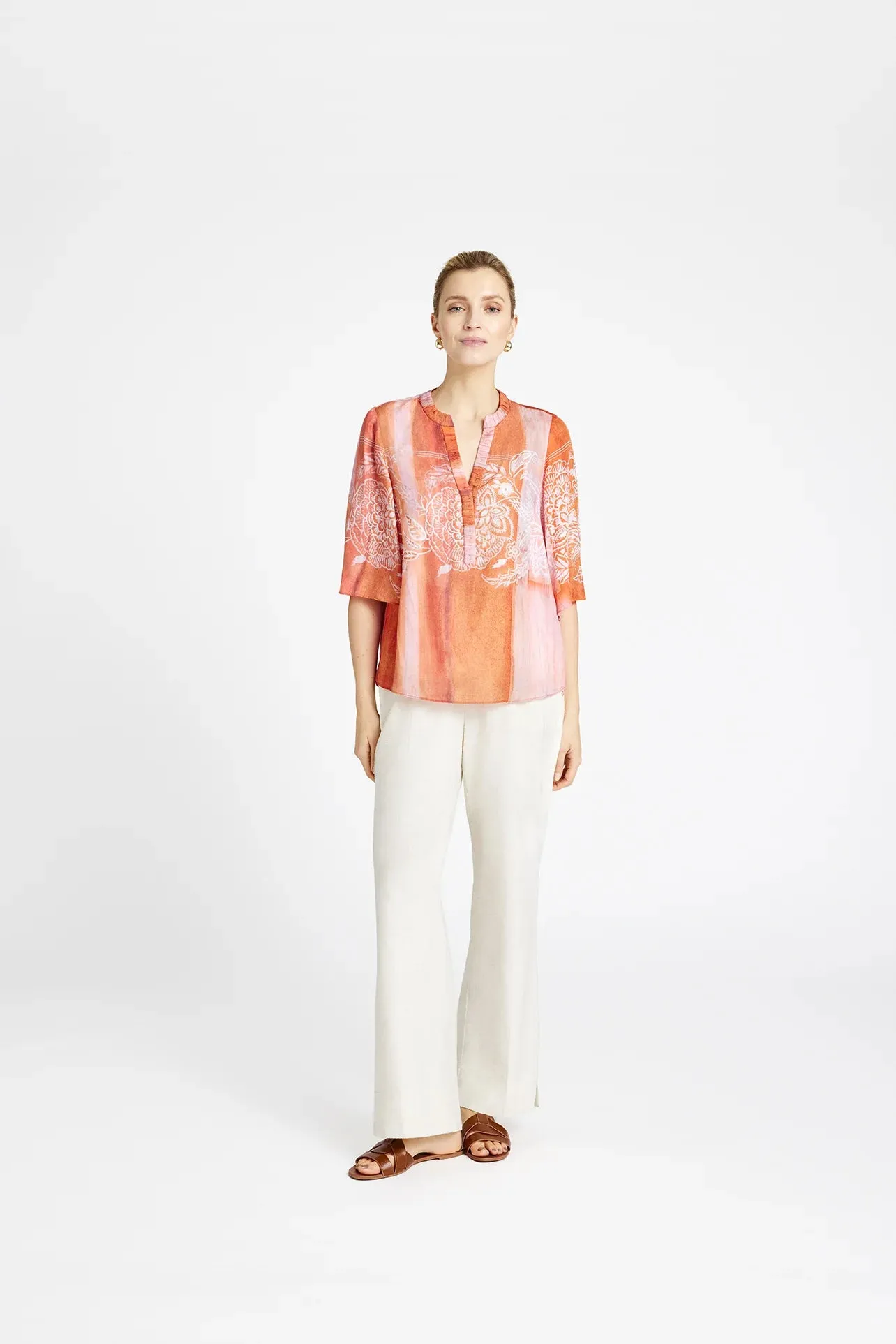 Gustav Anika Orange/Pink Botanic Print Blouse