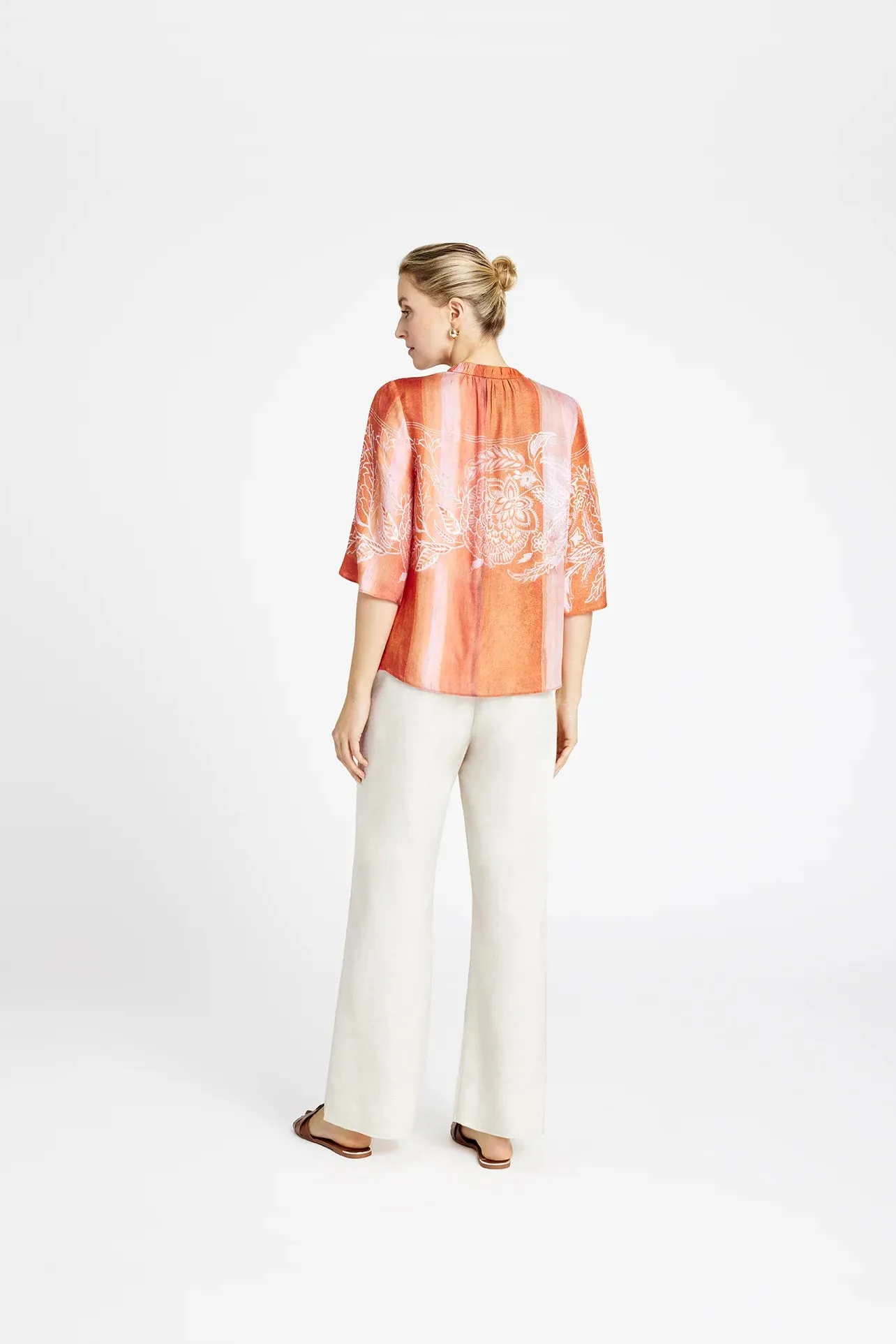 Gustav Anika Orange/Pink Botanic Print Blouse