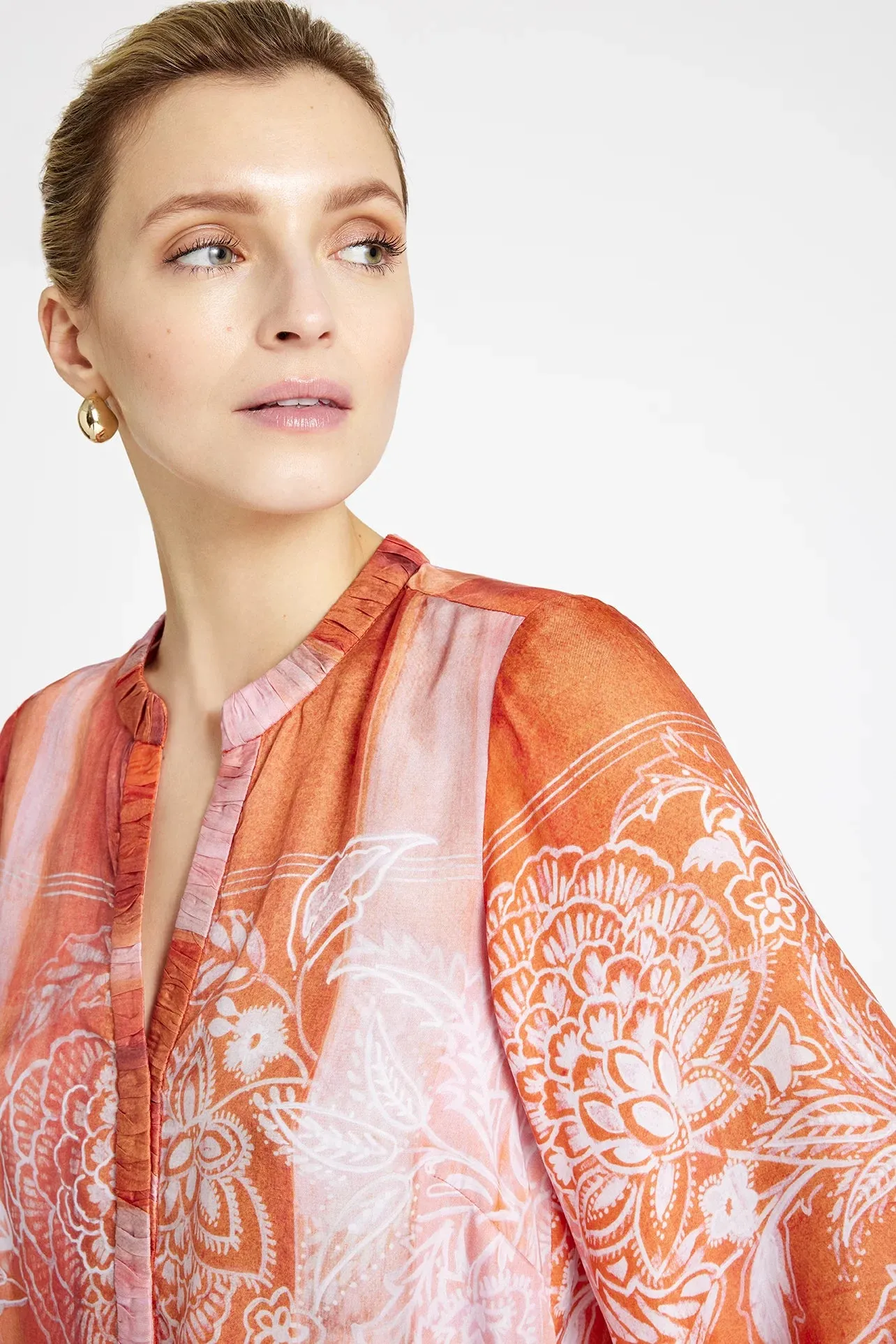 Gustav Anika Orange/Pink Botanic Print Blouse