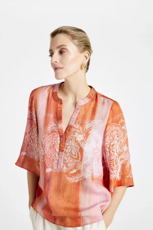 Gustav Anika Orange/Pink Botanic Print Blouse