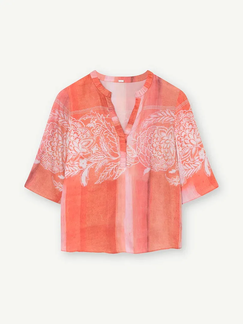 Gustav Anika Orange/Pink Botanic Print Blouse