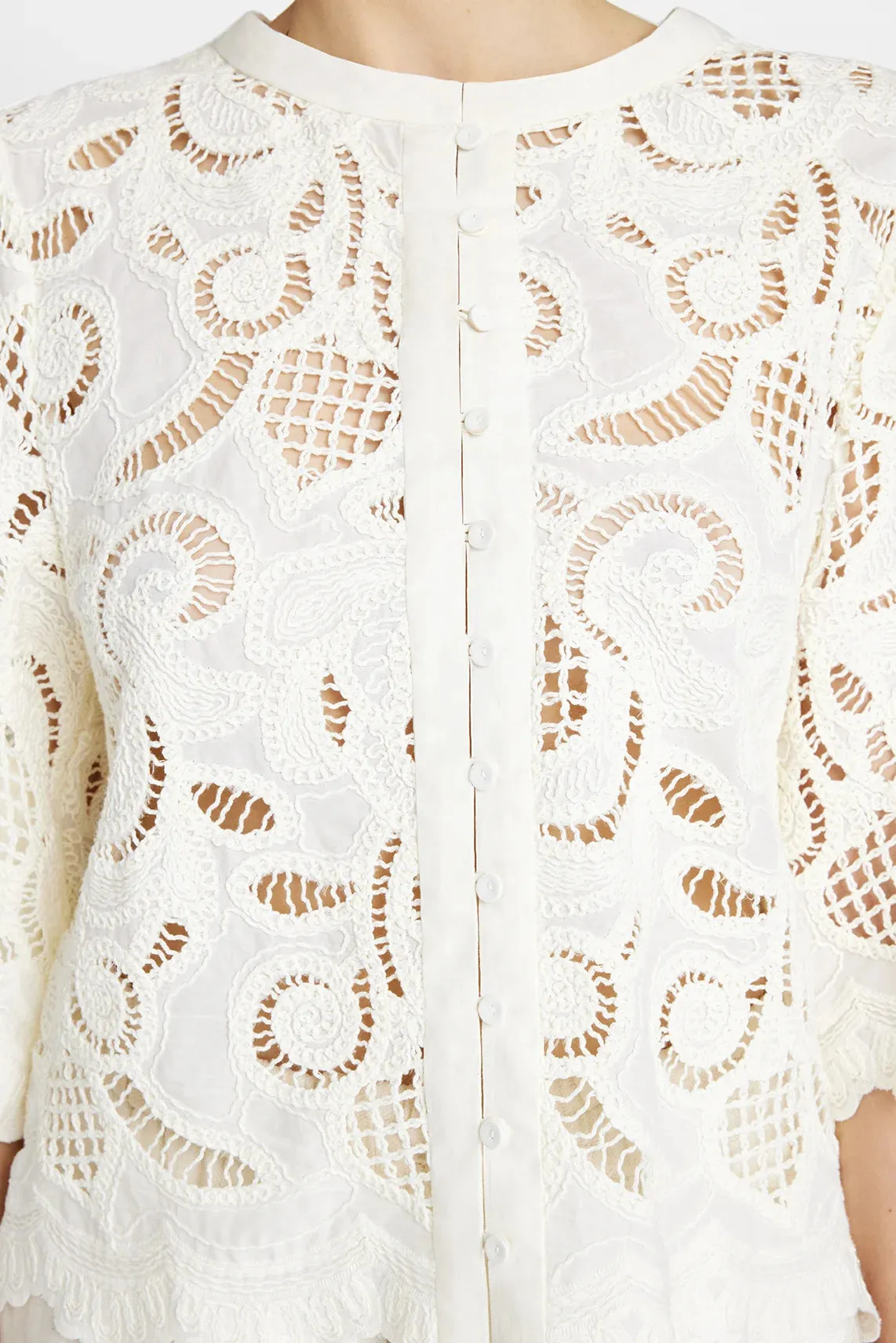 Gustav Grazia White Embroidered Lace Shirt