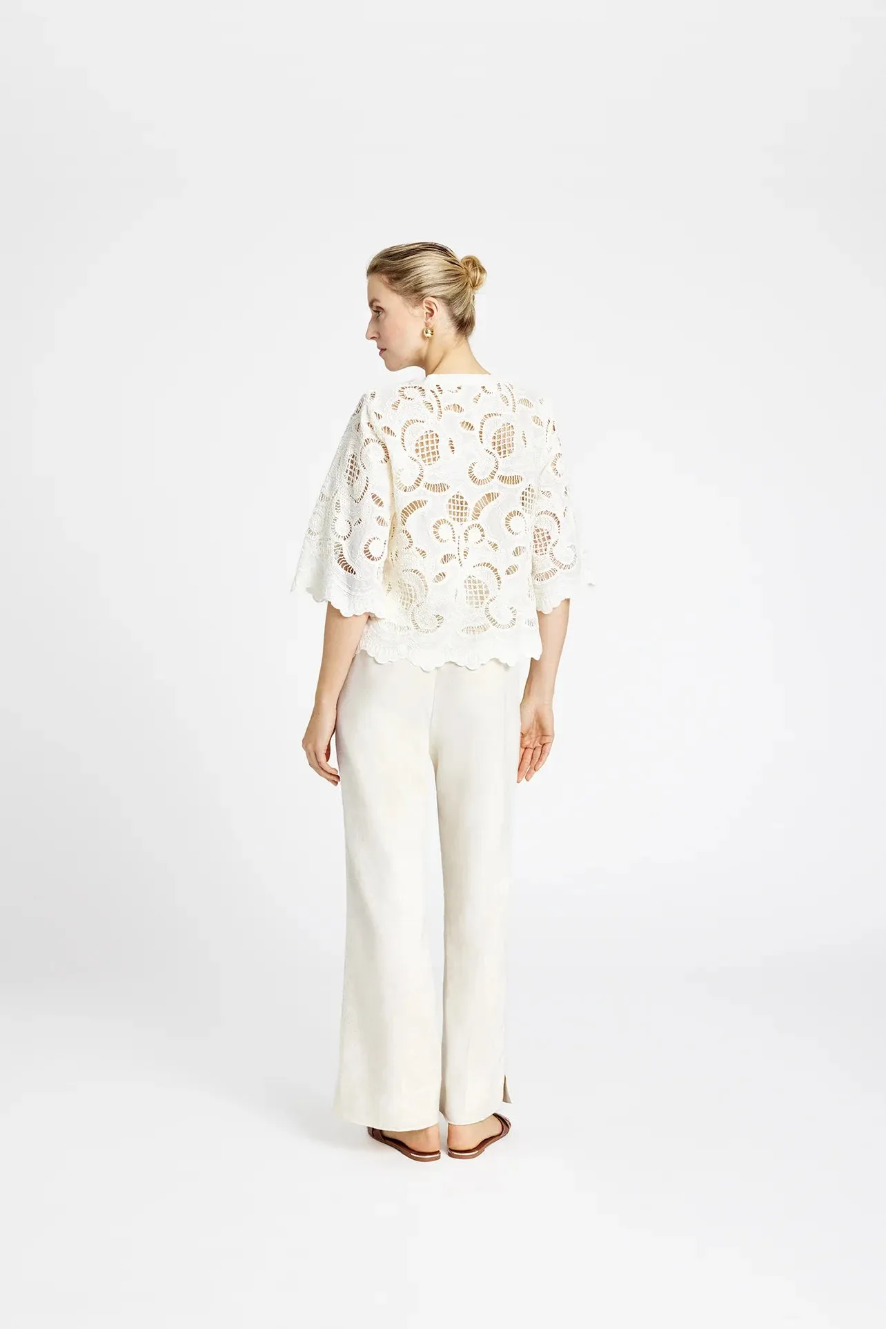 Gustav Grazia White Embroidered Lace Shirt