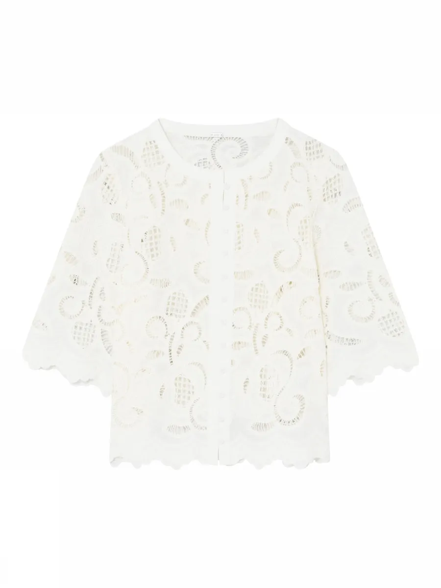 Gustav Grazia White Embroidered Lace Shirt