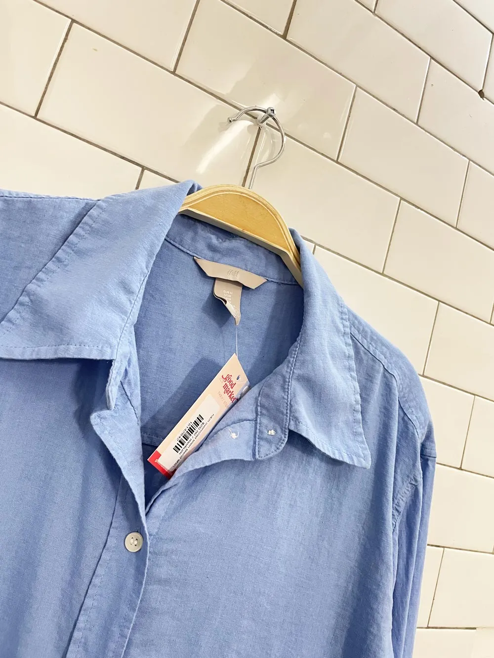 h&m oversized linen blend shirt