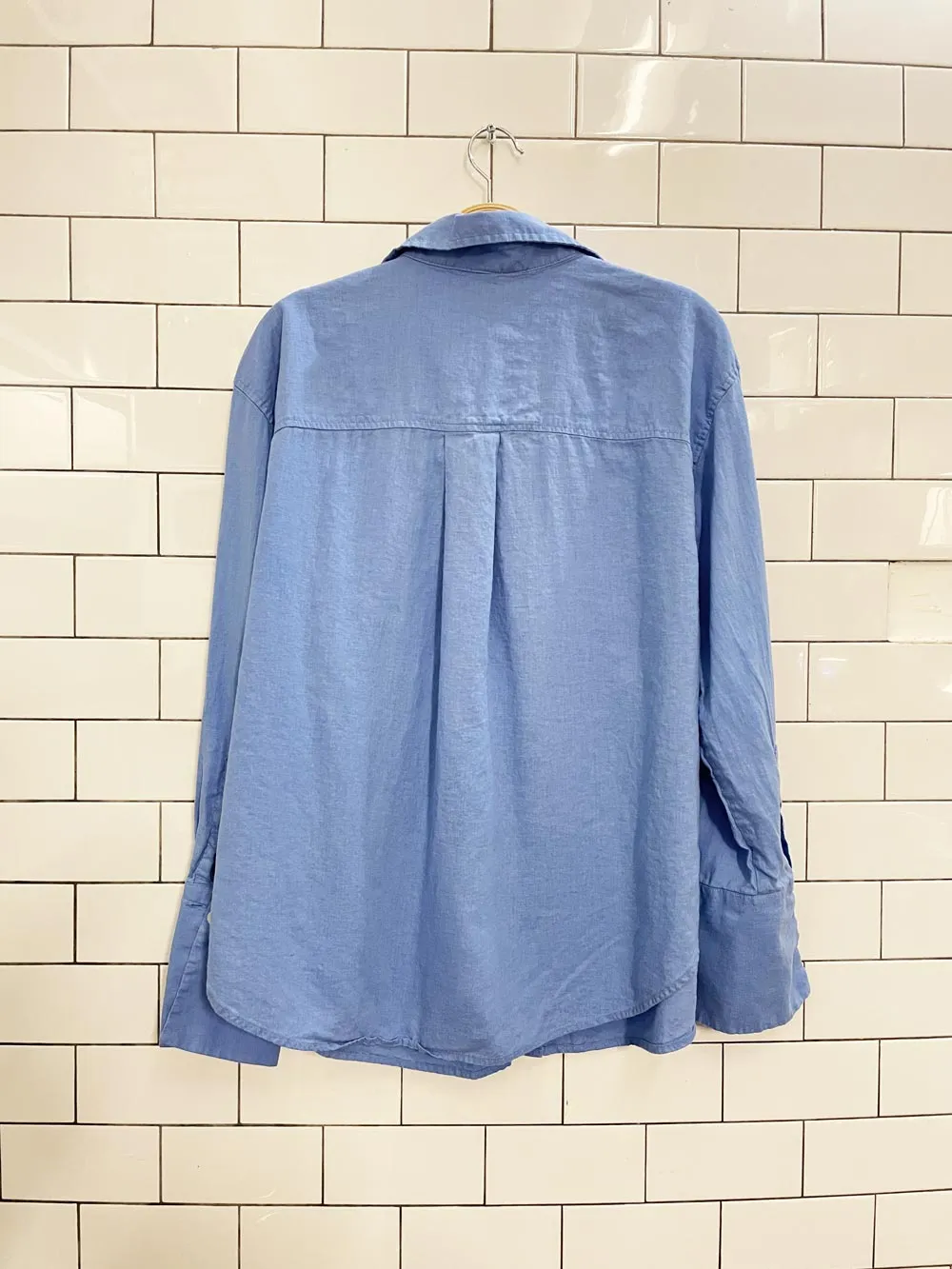 h&m oversized linen blend shirt