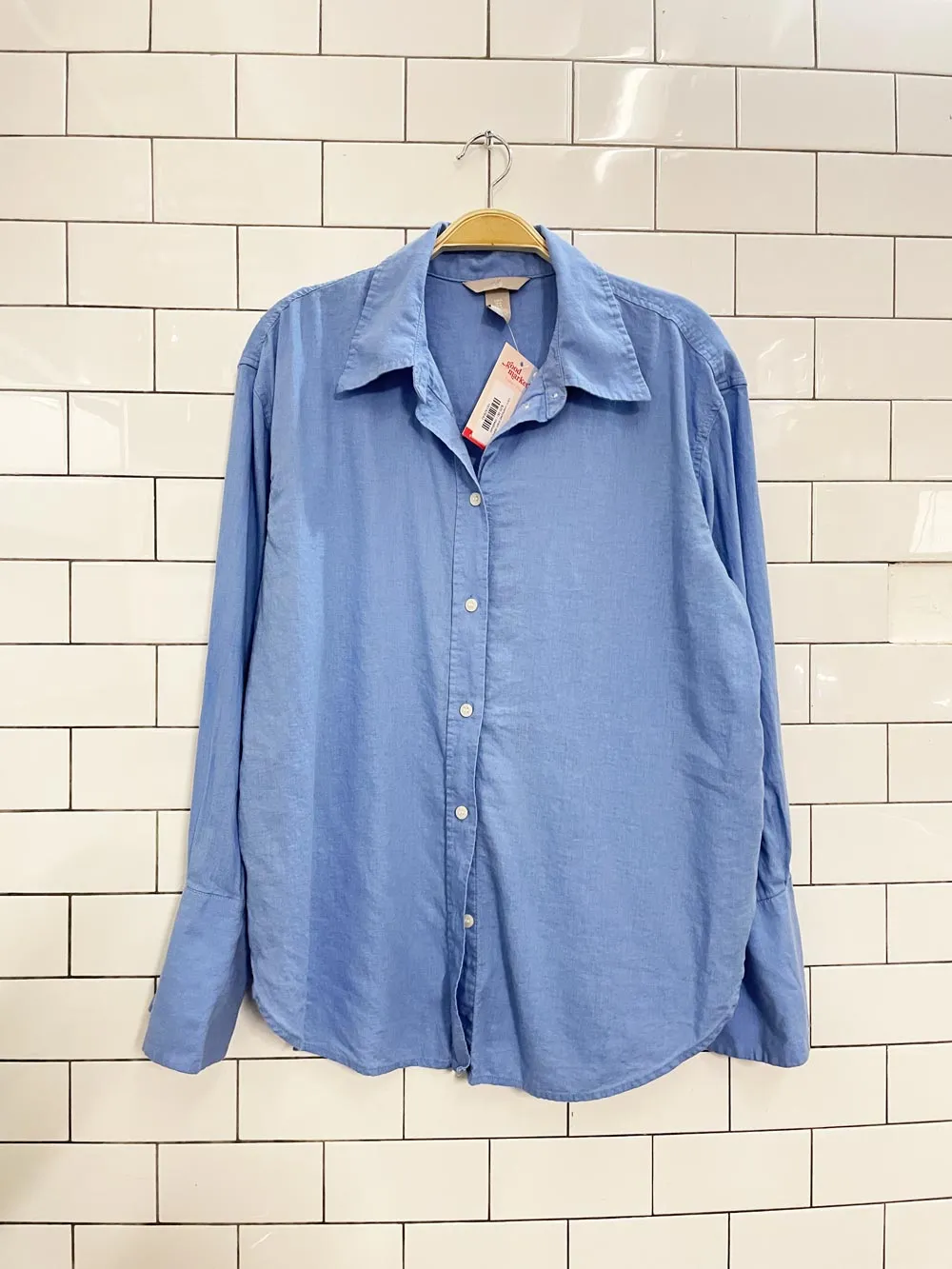 h&m oversized linen blend shirt