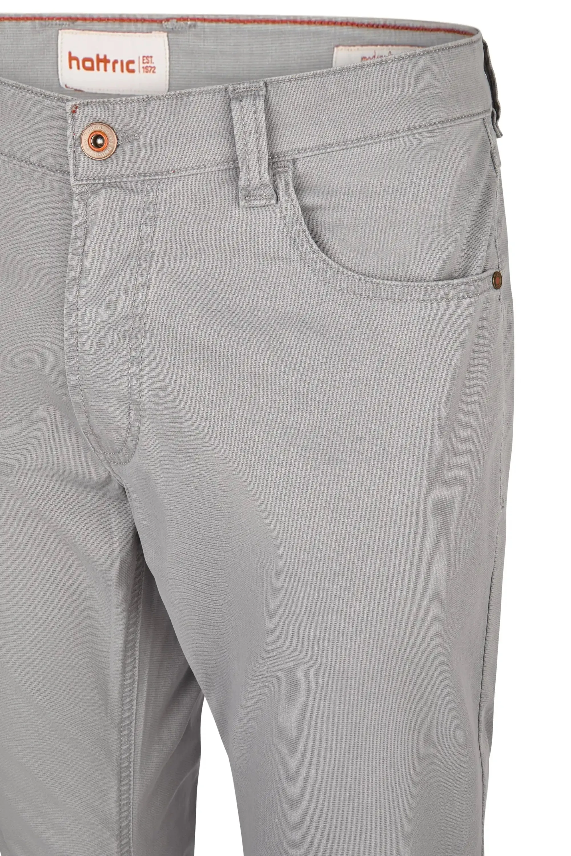 Hattric Mens Harris Slim 5 Pocket Trousers Grey
