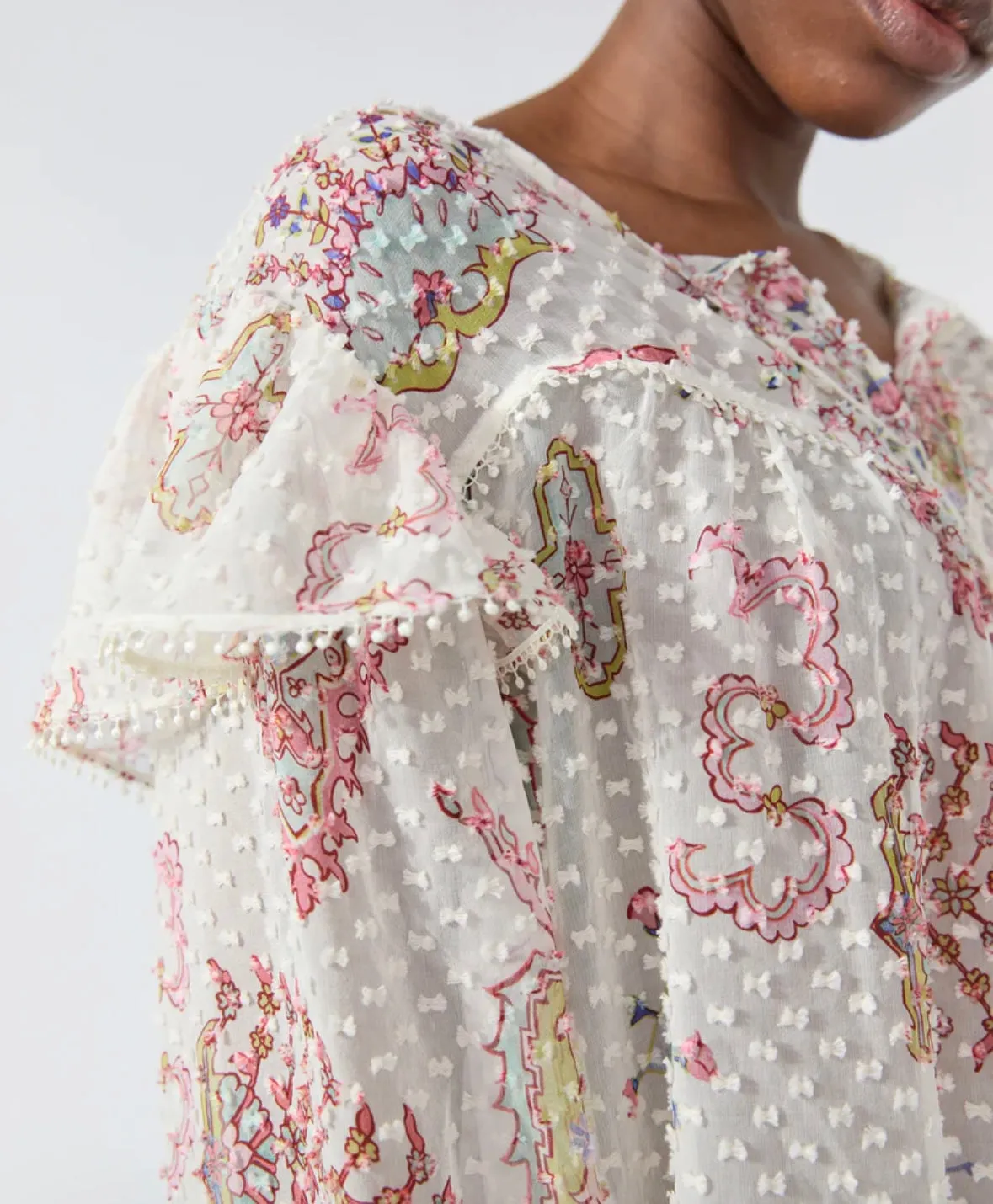 Hayley Menzies Dylan Ruffle Sleeve Blouse Oyster