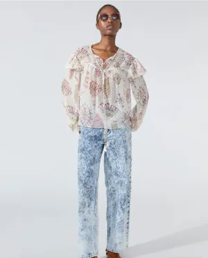Hayley Menzies Dylan Ruffle Sleeve Blouse Oyster