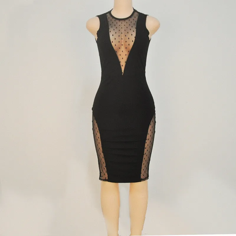 High quality 2016 Sexy body Cross nigh club wear mesh deep V bandage bodycon party dresses hollow out fashion dress women w123