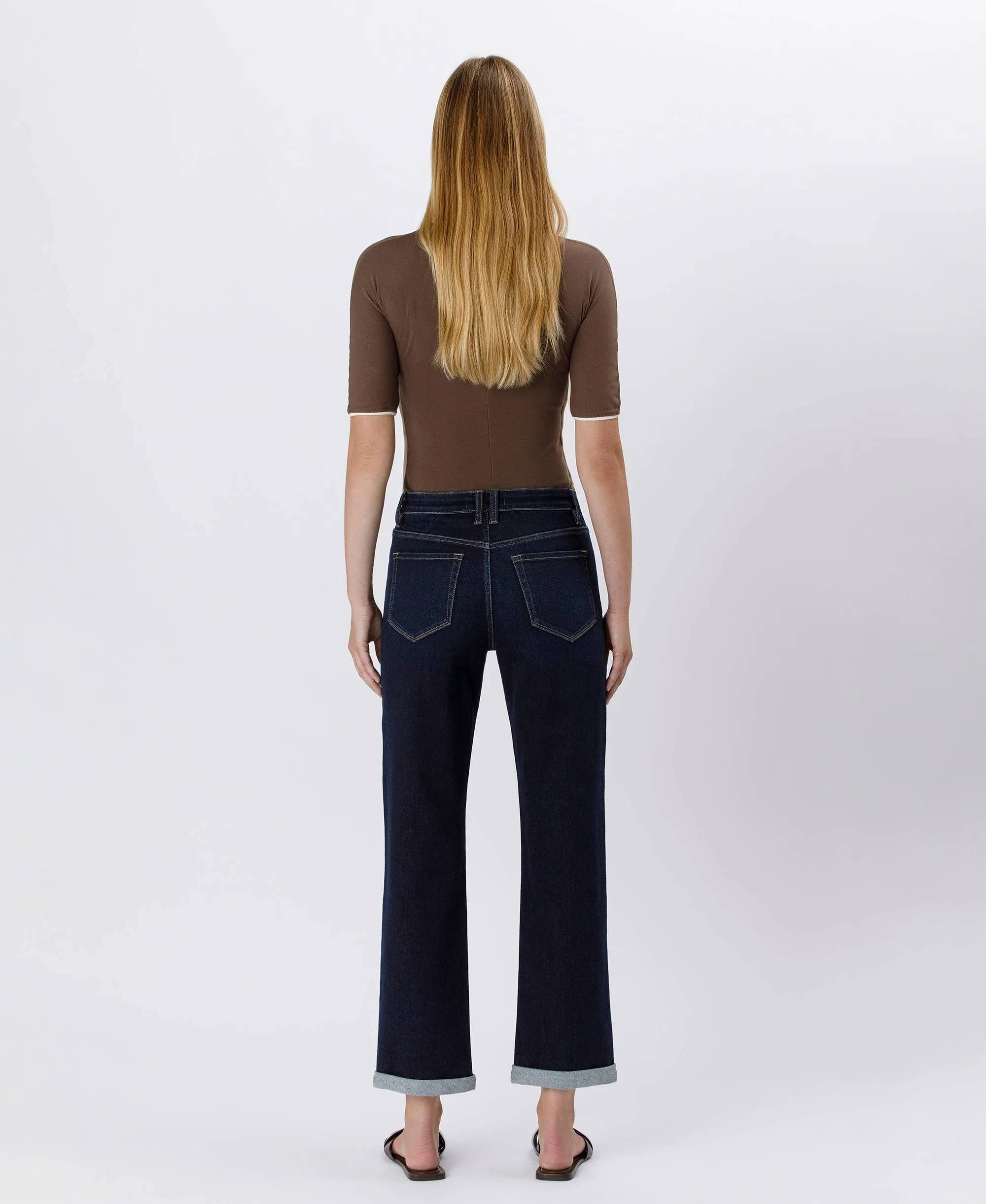 High Rise Cuffed Crop Straight