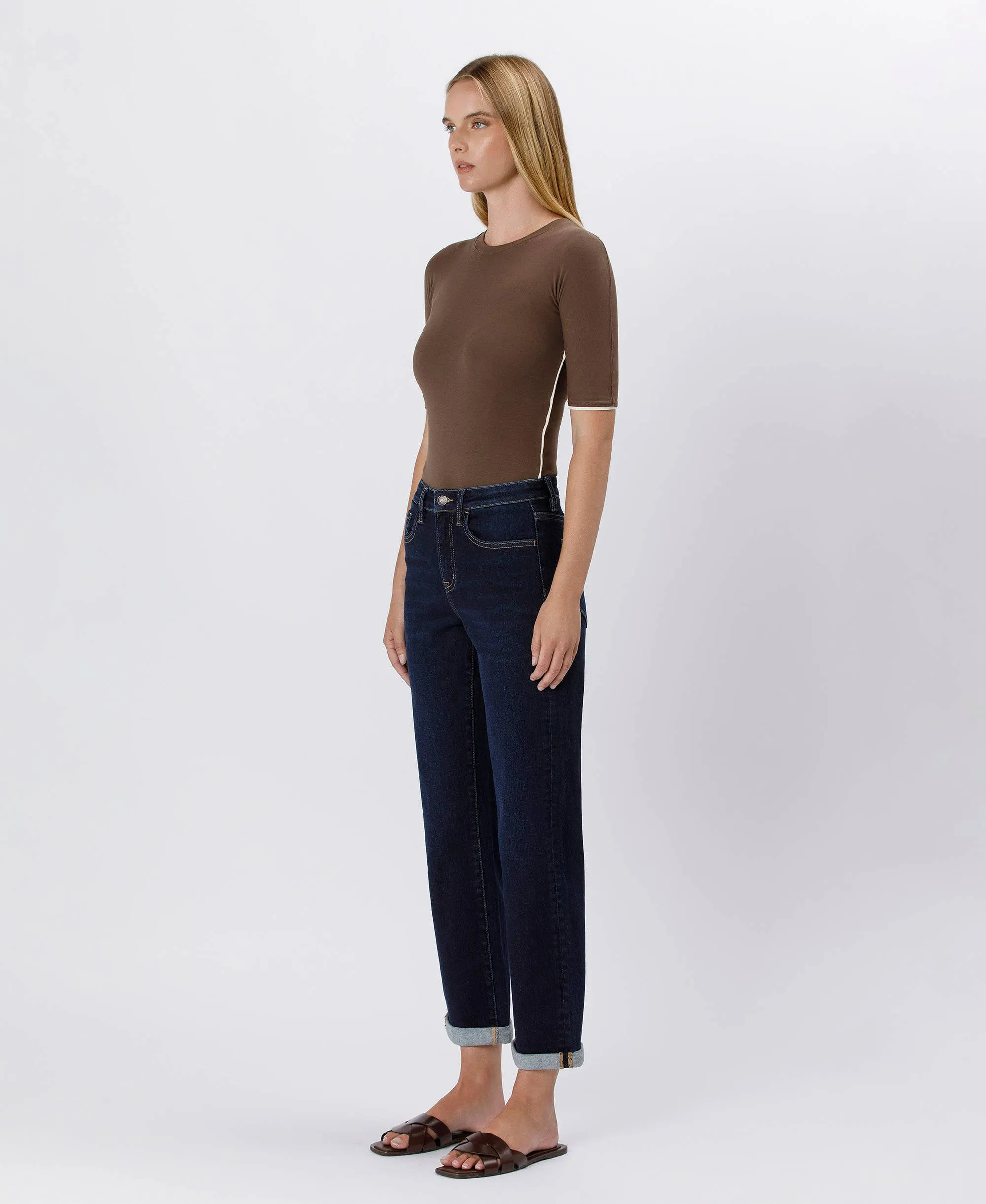 High Rise Cuffed Crop Straight