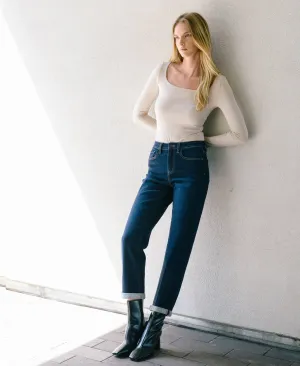 High Rise Cuffed Crop Straight