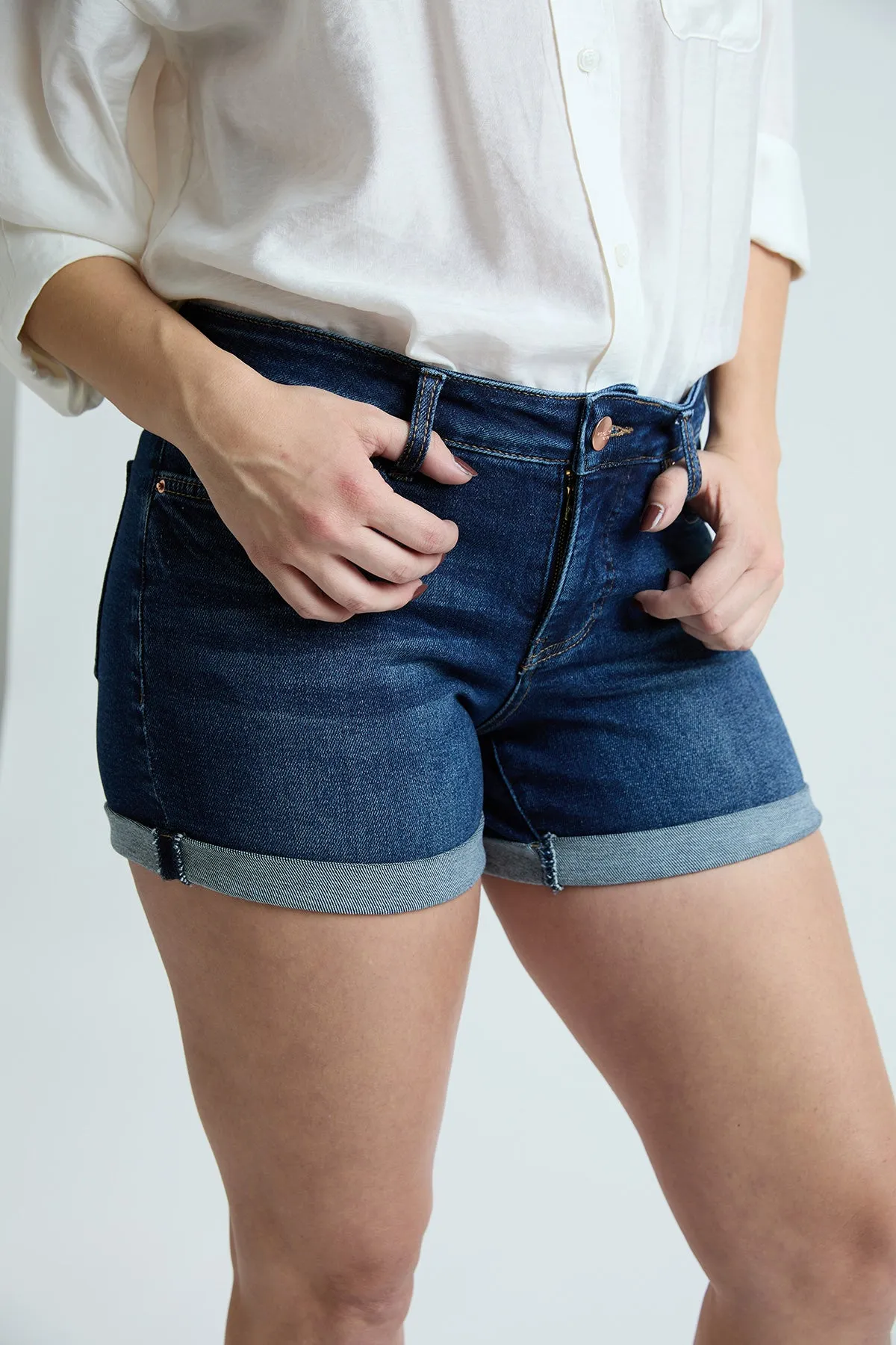 High Rise Premium Stretch Fold-Over Cuff Shorts, Pack of 8